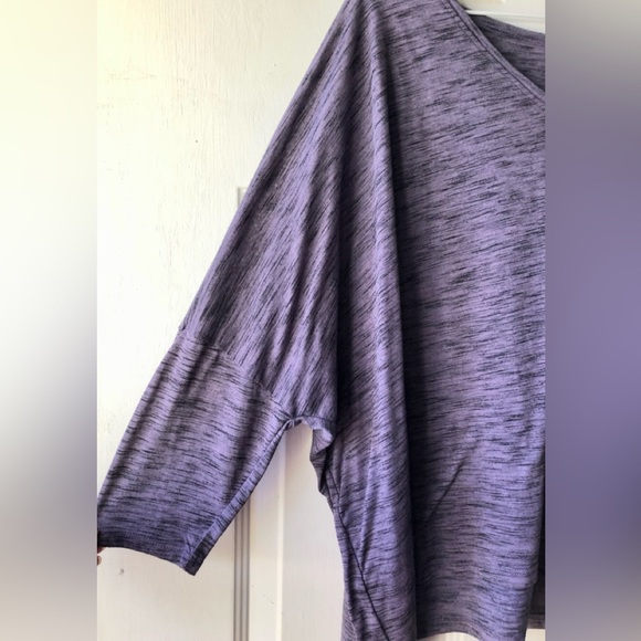 Simply Vera Wang Purple Black Heathered Free Form Bat Wing Sleeve Knit Top Large - Picture 4 of 4